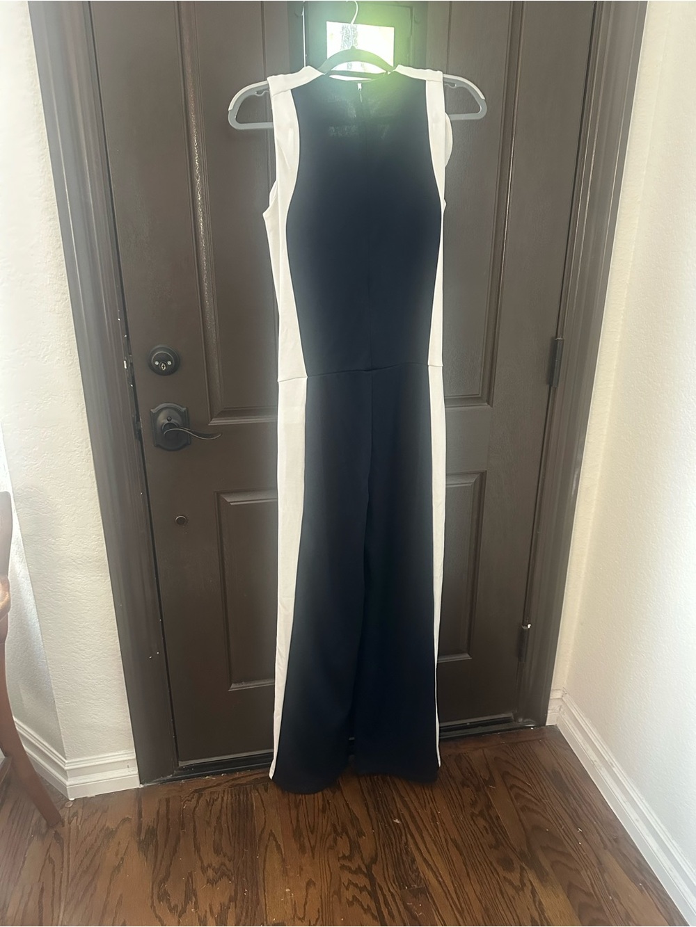 Tory Burch navy and off White v neck Colorblock jumpsuit